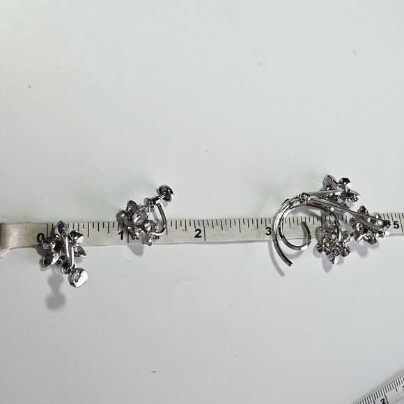 *Sale* Star Art Vintage Rhodium Plated Sterling Rhinestone Brooch Screw Back - Picture 7 of 11
